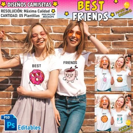 Diseños Best Friends Camisetas Editables
