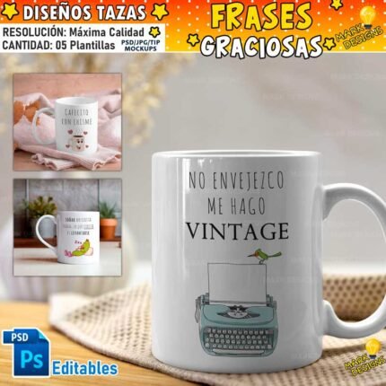 Diseños Frases Graciosas Tazas Editables