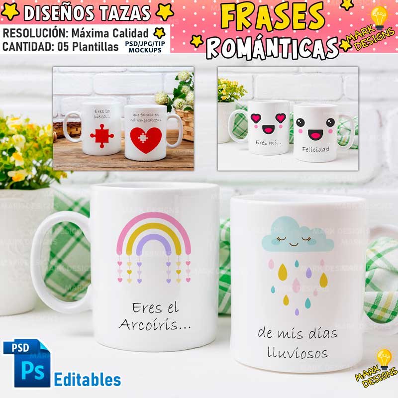 Diseños Frases Graciosas Tazas Editables - Mark Designs