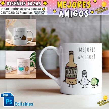 Diseños Mejores Amigos Tazas Editables