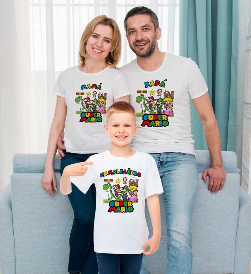 Plantillas Cumpleaños Super Mario Camisetas