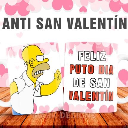 Anti San Valentín Tazas Diseños Editables