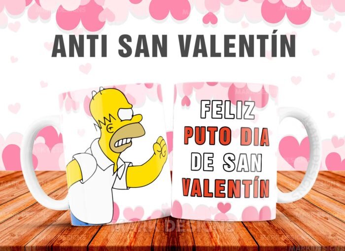Anti San Valentín Tazas Diseños Editables