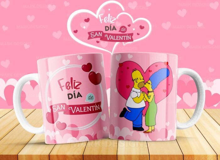 San Valentín Dibujos Parejas Tazas Editables - Image 3