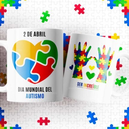 Dia del Autismo Tazas Diseños Editables
