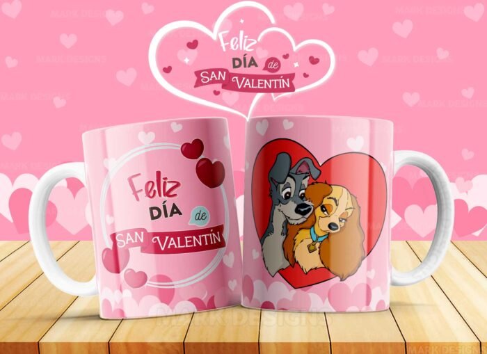 San Valentín Dibujos Parejas Tazas Editables