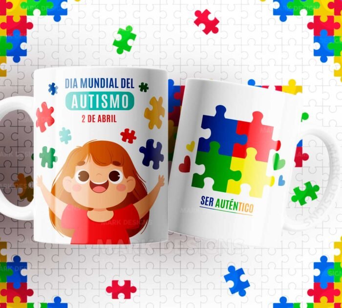 Dia del Autismo Tazas Diseños Editables - Image 3
