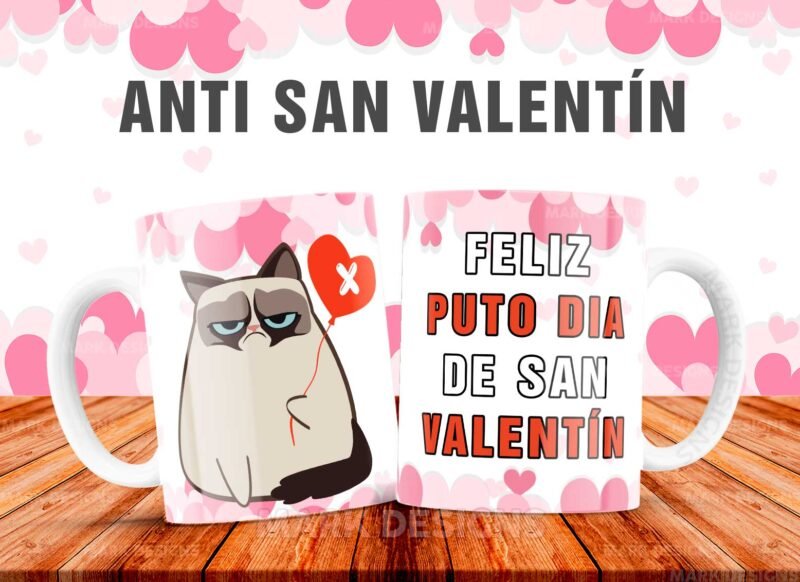 Anti San Valentín Tazas Diseños Editables - Image 3