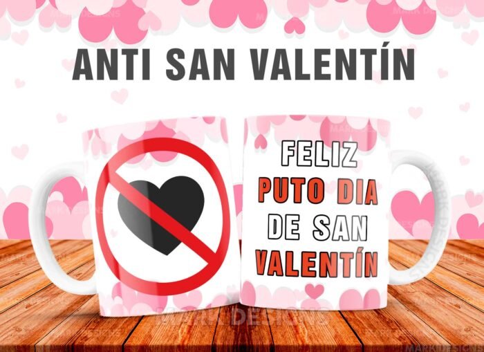 Anti San Valentín Tazas Diseños Editables - Image 6