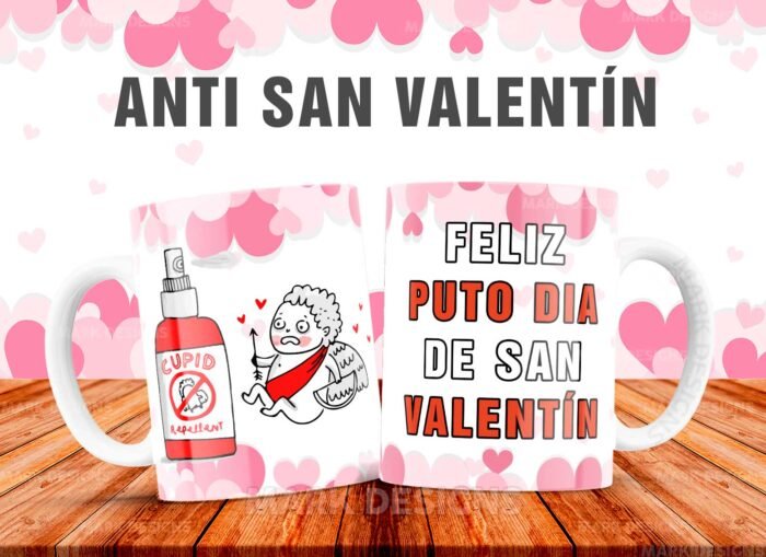 Anti San Valentín Tazas Diseños Editables - Image 7