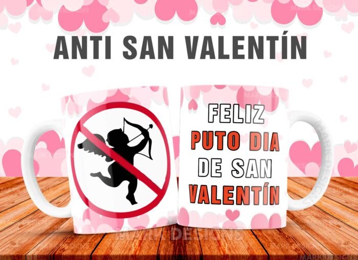 Anti San Valentín Tazas Diseños Editables - Image 4