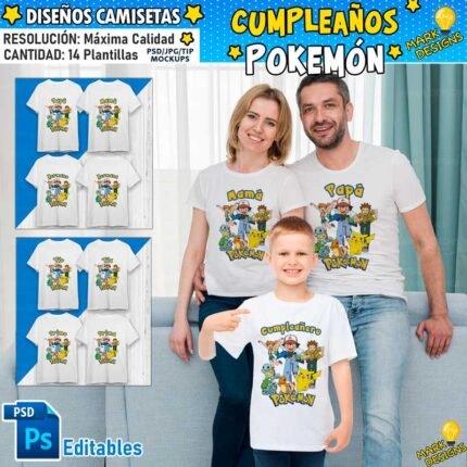 Diseños Cumpleaños Pokemón Camisetas Niños