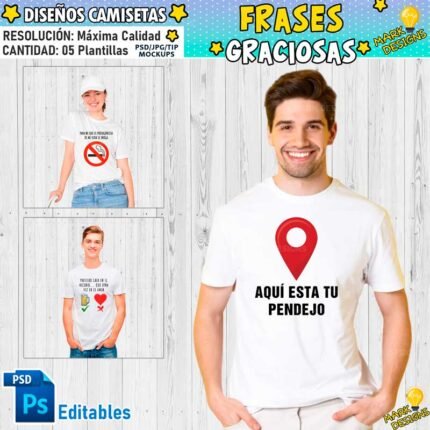 Frases Camisetas Graciosas Diseños Editables