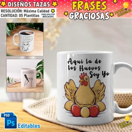 Tazas Graciosas Diseños editables sublimables