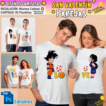 Diseños Love Parejas Camisetas Sublimación
