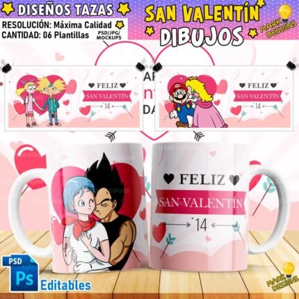 Dibujos Parejas Tazas Diseños Editables