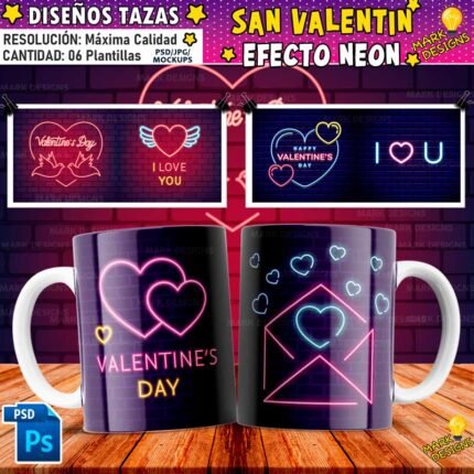 Parejas Efecto Neón Tazas Diseños Sublimación