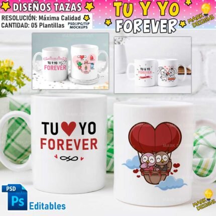 Tu y Yo Tazas San Valentín Diseños Editables