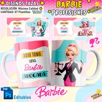 Barbie Profesiones Tazas Plantillas