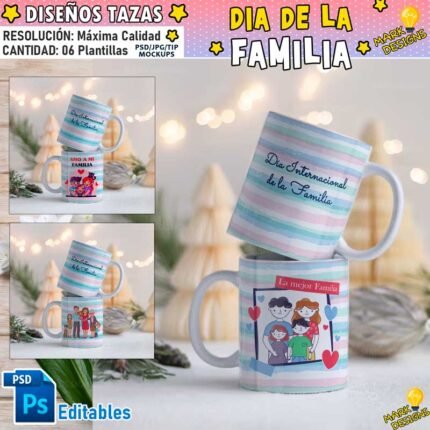 Plantillas Dia de la Familia Tazas Editables
