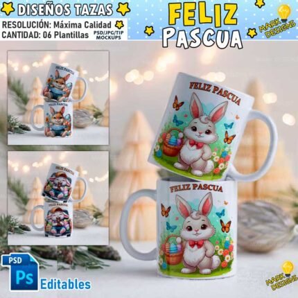 Plantillas Pascuas Tazas para Sublimar