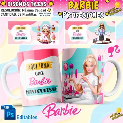 Diseños Barbie Profesiones Tazas