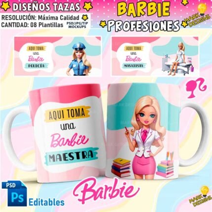 Diseños de Barbie Profesiones para Tazas