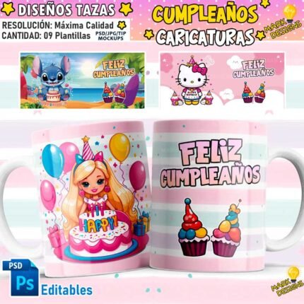 Plantillas de cumpleaños tazas niños