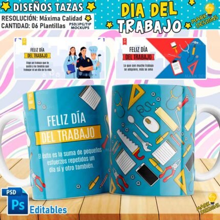 Plantillas día del Trabajo tazas