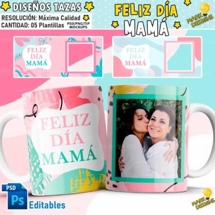 Plantillas día de las Madres con Foto Tazas