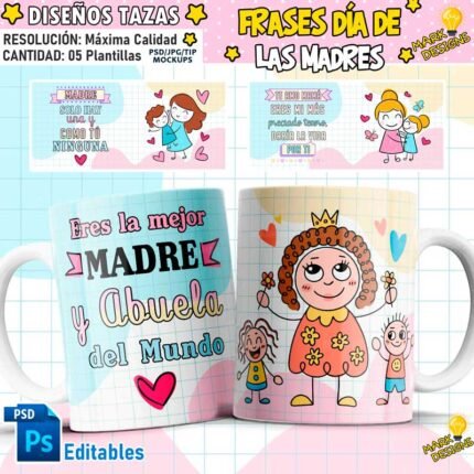 Plantillas Frases Mamá Tazas