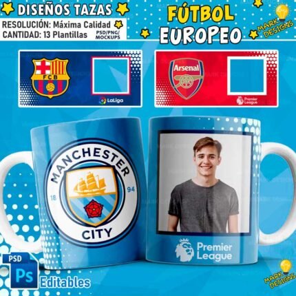 Plantillas Fútbol Europa foto para tazas