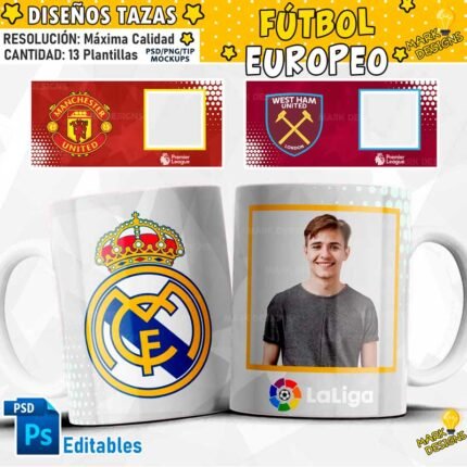 Plantillas Fútbol Europeo Foto tazas