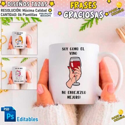 Plantillas de Frases Graciosas Tazas