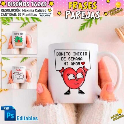 Plantillas Tazas Frases Parejas