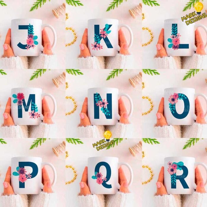 Plantillas Abecedario Flores Tazas - Image 3