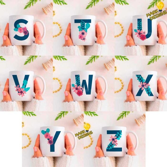 Plantillas Abecedario Flores Tazas - Image 4
