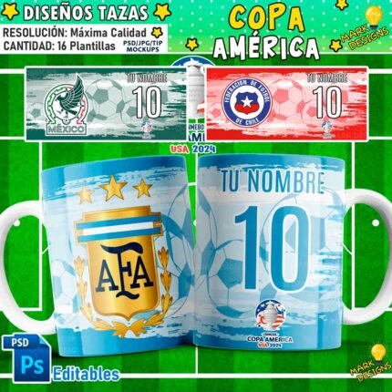 Plantillas Copa América 2024 Tazas