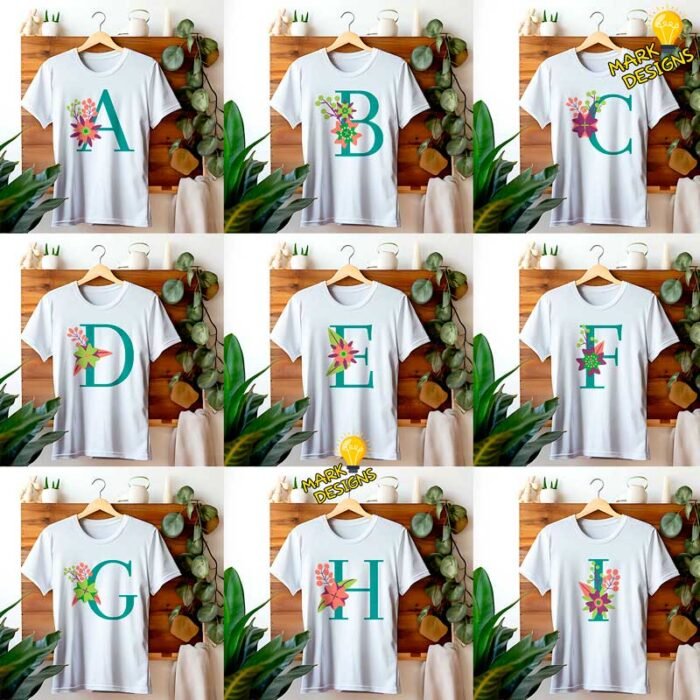Plantillas Abecedario Flores Camisetas