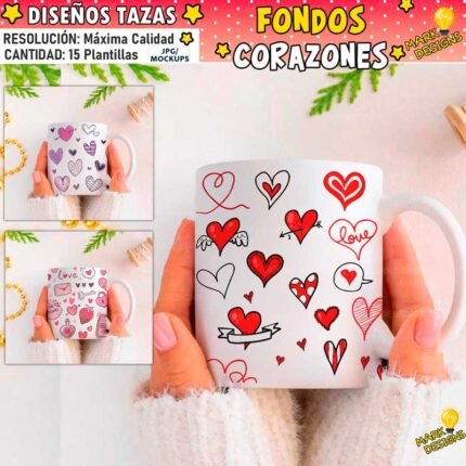 Plantillas de Corazones para Tazas