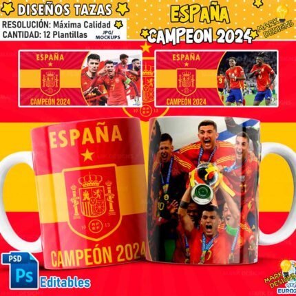 Plantillas España Campeón Eurocopa para Tazas