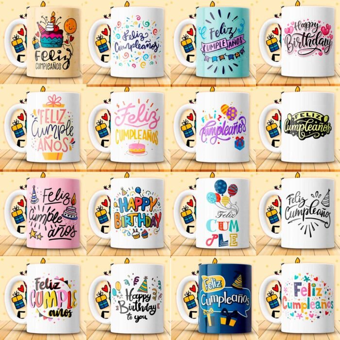 Diseños Cumpleaños para Sublimar Tazas