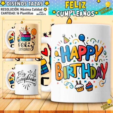 Diseños Cumpleaños para Sublimar Tazas