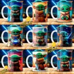 Plantillas Baby Yoda Tazas