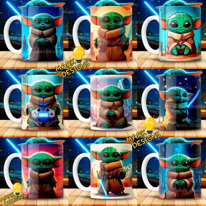 Plantillas Baby Yoda Tazas
