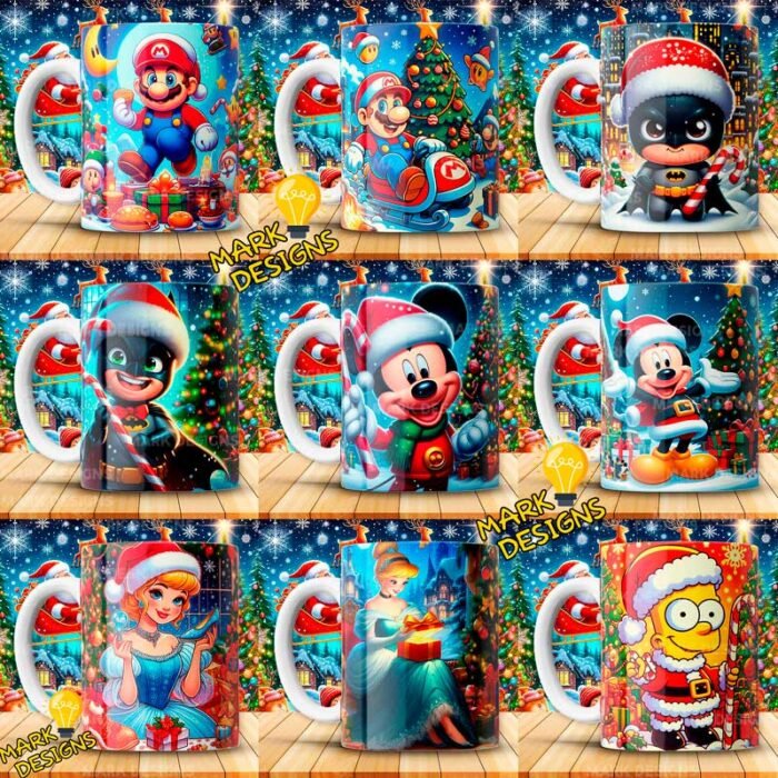 Diseños Caricaturas Navideñas Tazas