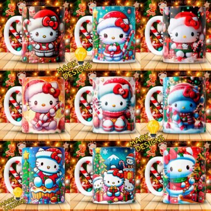 Plantillas Hello Kitty Navideños Tazas