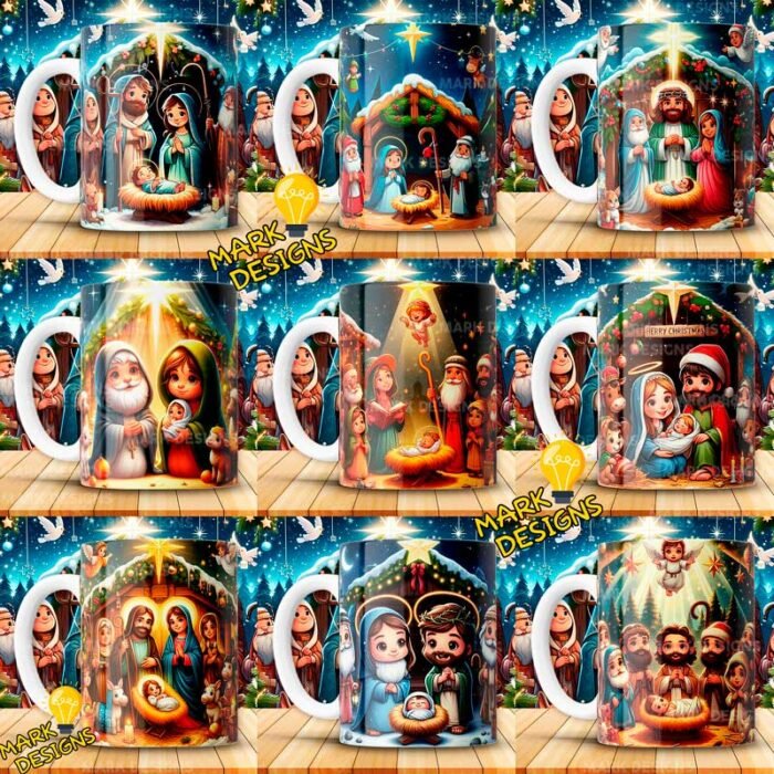 Nacimiento Cristiano Navideño Tazas