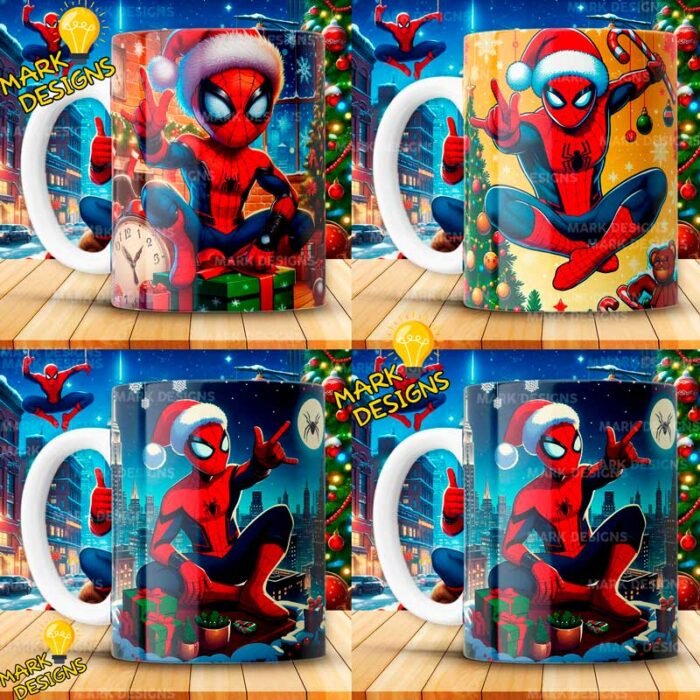 Plantillas Spiderman Navideños Tazas - Image 3