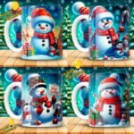 Plantillas Muñeco de Nieve Tazas - Image 3